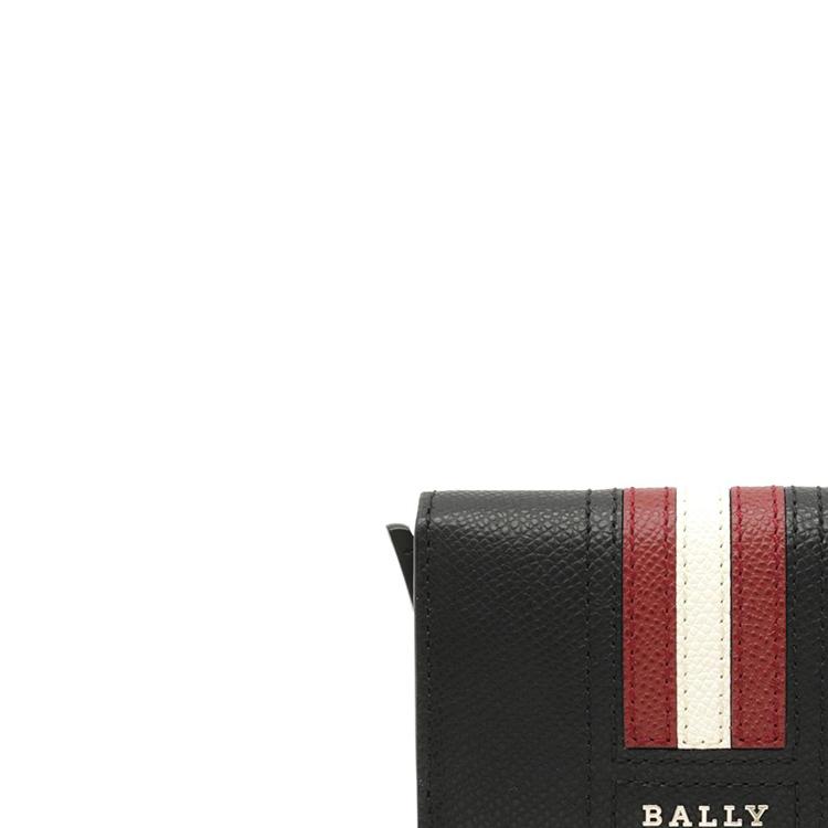 Bally Minimalist Striped Foldable Leather Card Wallet Men wallet Black 6227969