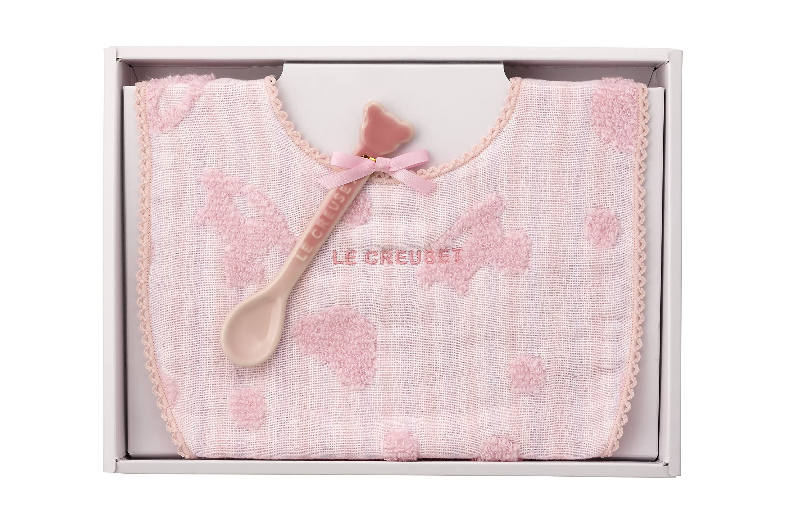 

Le Creuset Baby Bib Spoon Gift Set Milky Pink Baby Gift First Eating Girl Gift Japanese Children & [Авторизованный продукт]