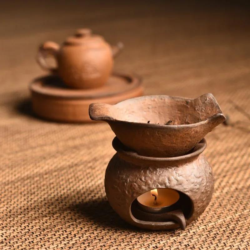 Rough Pottery Tea Roasters Vintage Ceramic Tea Scenting Candle Base Black Tea Green Tea Scenting Tea Ceremony Kung Fu Tea Set