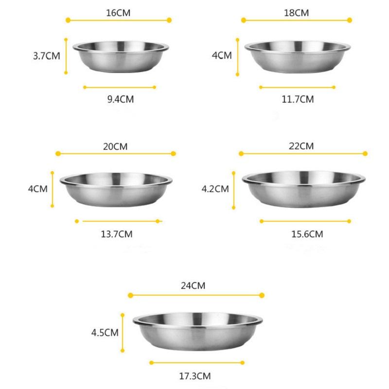 Set de farfurii din oțel inoxidabil 304 de înaltă calitate, bol rotund pentru cină, farfurie de condimente, restaurant, bucătărie de acasă, veselă ustensile de bucătărie