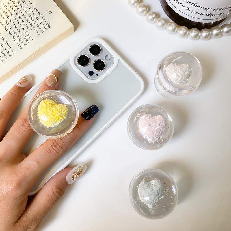 Niche Air Cushion Creative Simple Crystal Ball Transparent Love Spherical Mobile Phone Airbag Bracket Desktop Lazy Support Rack