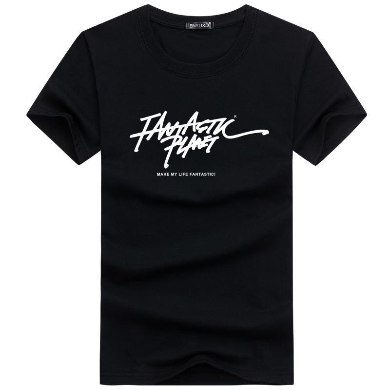 

2018 Мужская футболка в корейском стиле с коротким рукавом и круглым вырезом - летний тренд 4XL чёрный