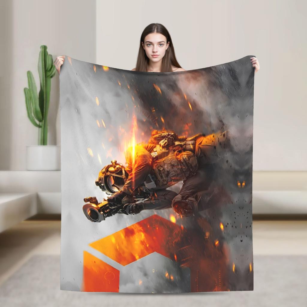Battlefield 6 Game Funny Warm Soft Blanket Airplane Travel Plush Throw Blanket Fun Couch Chair Flannel Bedspread Sofa Bed Cover
