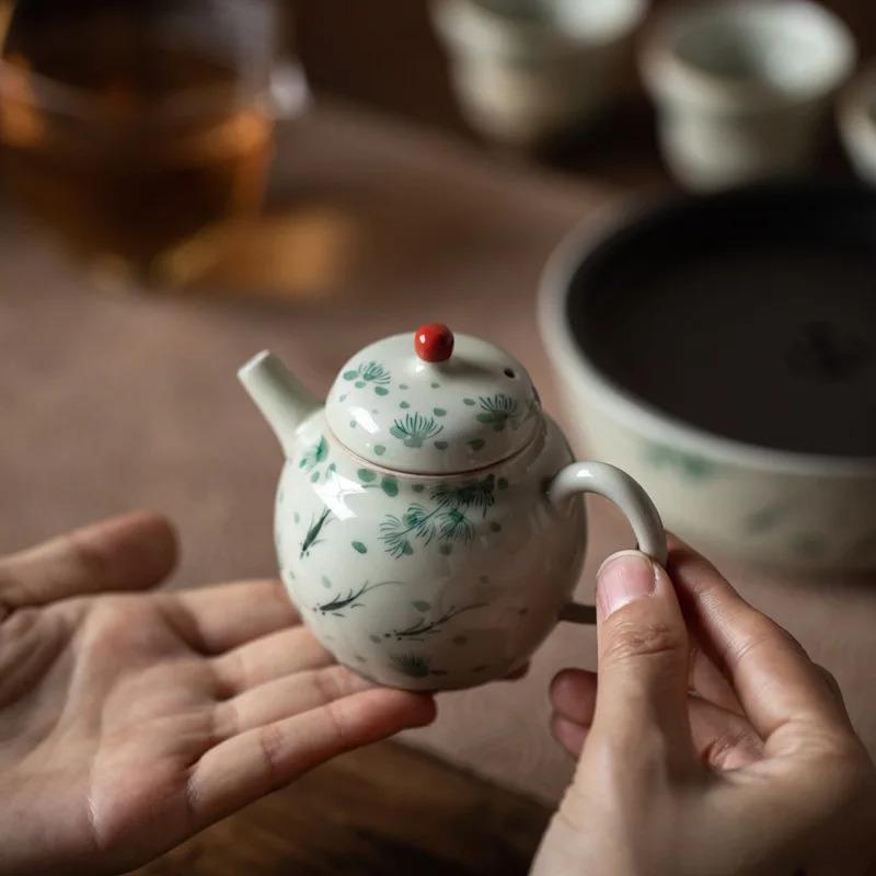 Handbemaltes Porzellan Kung Fu Tee-Set Unterglasur Vintage Xiaowen Kanne Teekanne Haushaltsfilter Tee-Ei Teekessel