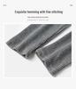 Gray Vertical Stripe Plus Velvet Women's Leggings, Thick Warm, Plus Size, Petite, Slimming, Tight-Fitting Pants for Spring and Autumn.