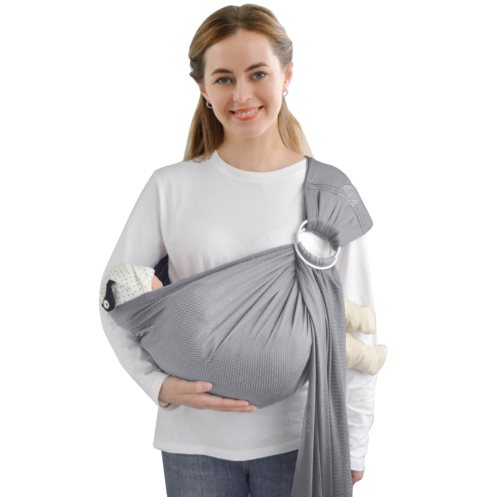 

Vrbabies Baby Mesh Baby Sling for Suitable for and Side Suitable for Beach and Breathable Perfect for Summer Heat Carrier, Ultra-Lightweight Newborns,