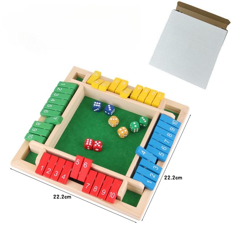 

Shut The Box Dice Board Game Kids Early Math Learning Toys 4 Players Wooden Flaps Dices Game Parent-child Interactive Party Toys