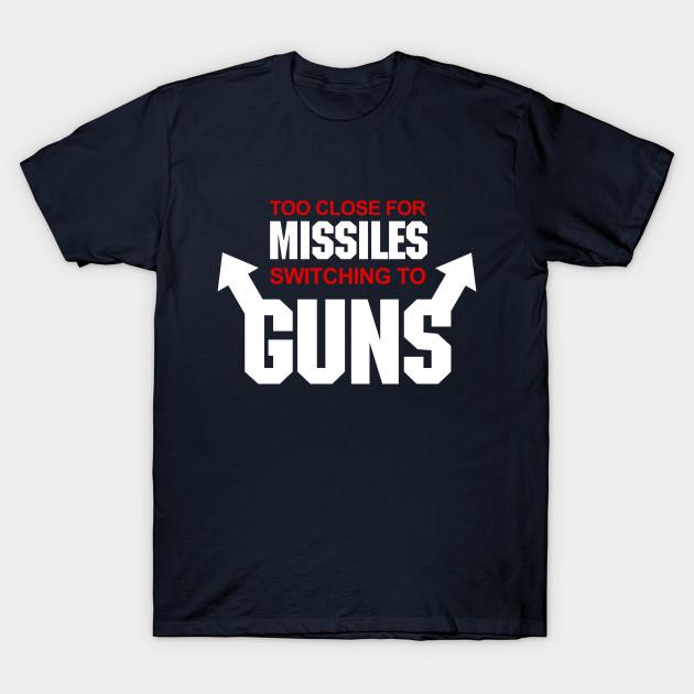 

Men Black Print T-shirt Too Close For Missiles, Switching To Guns No-Cut Transfer Paper Print Cotton Tshirt S Темно-синій