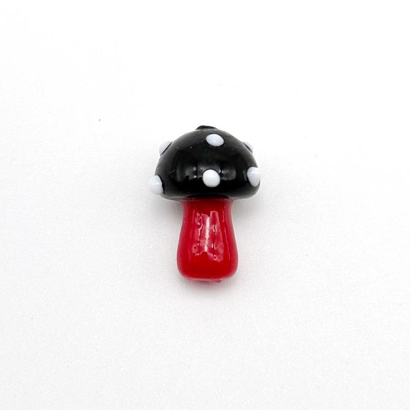 Glazed Handmade Mushroom Beads with Straight Holes - Irregular Polka Dot Design