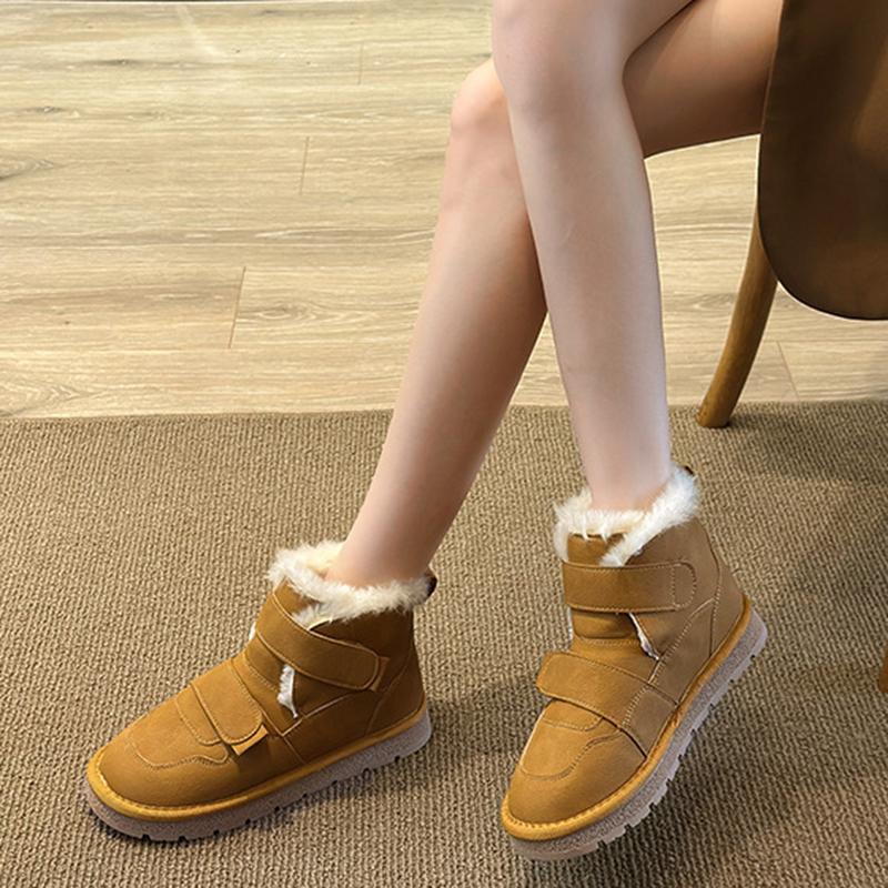 Women's Snow Boots Wool Integrated Fur Keep Warm Snow Boots Women Platform Flats Heel Shoes Winter Boots Non Slip Casual Boots