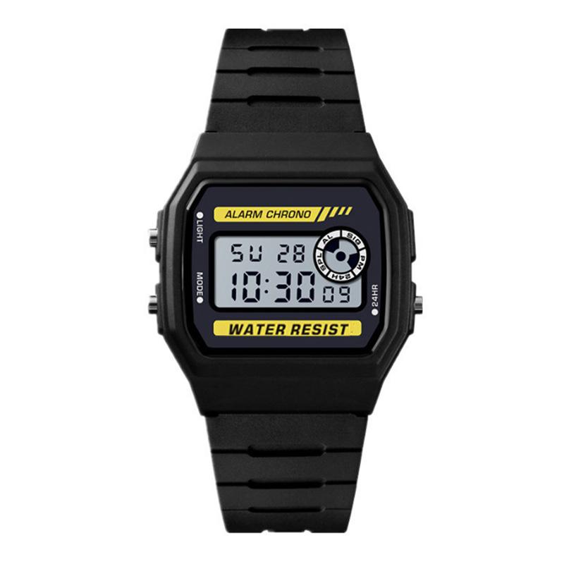

Модные Простые Спортивные Электронные Часы Светодиодные Цифровые Многофункциональные Часы Водонепроницаемый ПУ Ремешок Будильник Подарок для Женщин/Мужчин чёрный