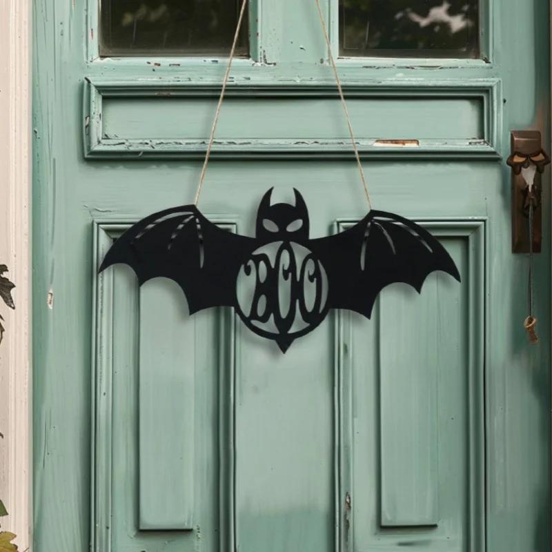 Halloween Bat Door Hook Door Sign Decoration Wooden Hanging Wall Garden Door Sign Hanging Decoration Holiday Party Supplies