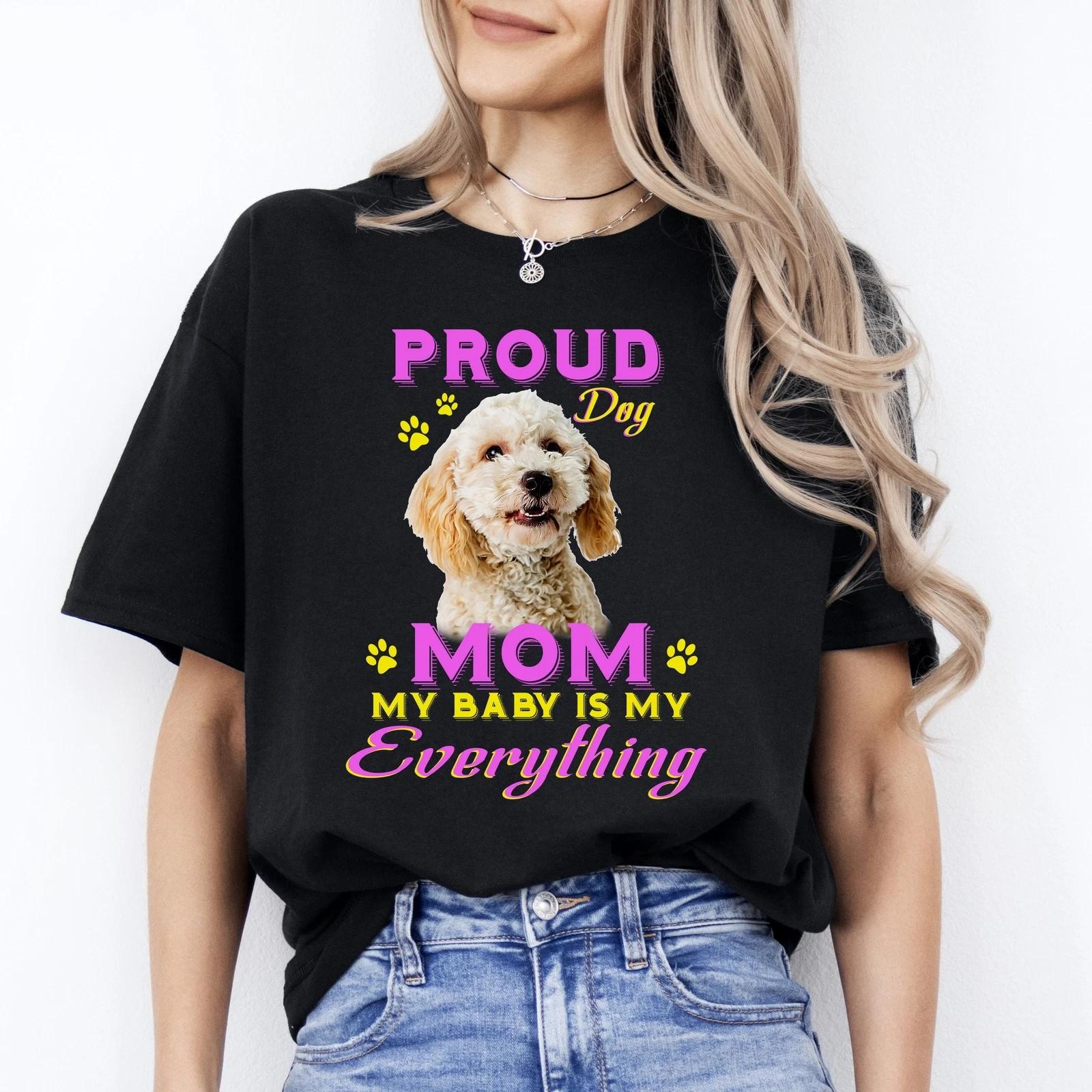 Proud dog mom T-Shirt gift Poodle Dog mom Unisex tee Black Navy Dark Heather 2XL