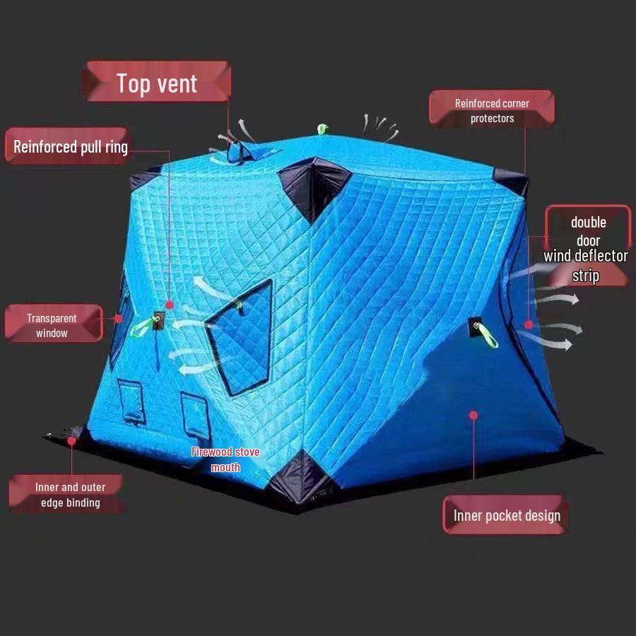 Portable Winter Ice Fishing & Camping Shelter: Thick Cotton-Padded, Windproof, Warm, and Cold Protection Tent