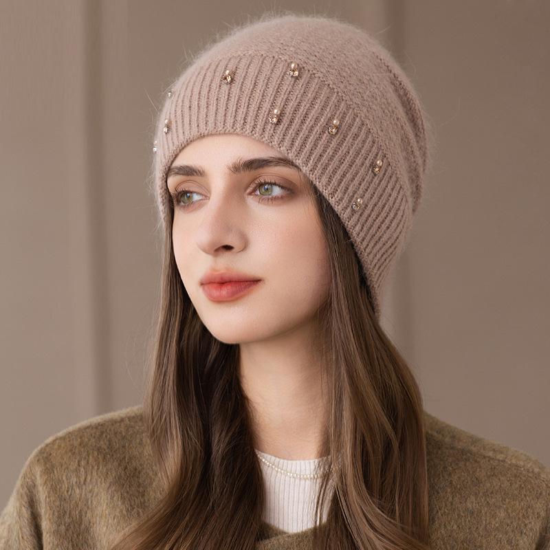 Rabbit Hair Hat Winter Knitted Hat Women's Pullover Wool Hat