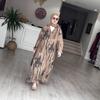 Middle East Arabian Women's Summer New Fashion Casual Printing V-Neck Single-breasted Shirt Dress