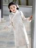 Girls' Winter Long Sleeve Velvet Cheongsam: Chinese-Style Tang Suit Hanfu Dress for Older Children