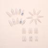 30pcs Long Almond Stiletto False Nails Shimmering Moonlight Cat Eye Rhinestone Fake Nails French Detachable French Nail Tips DIY