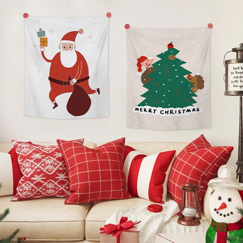 Christmas Tree Hanging Cloth Wall Background Decorating Cloth Home Fabric Poster Tapestry Xmas New Year Santa Tapestry