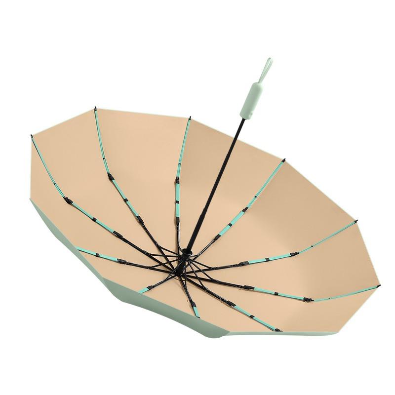 Tri-fold 10-bone automatic colored glue fabric, sunflower joint closing handle, parasol positive