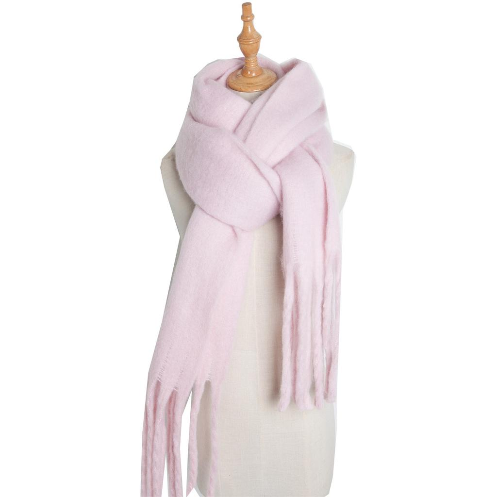  Solid Thick Cashmere Scarf for Women Large Wool Blanket Pashmina Winter Warm Shawl Wraps Bufanda Female With Tassel Scarves