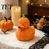Orange Retro Heimdekoration Halloween Kürbis Ente Figur, 3D Gedruckte Niedliche Herbst Saisonale Raumdeko Statue, Herbst Erntedankfest Schreibtisch Ornament,