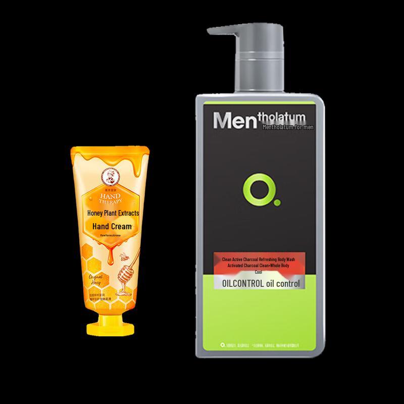 Mentholatum Honey Plant Hand Cream & Clean Charcoal Shower Gel Set