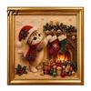 Creative Hobby for Women Christmas Cat Faux Pearl Art Kit with Frame, Kitty Painting DIY Beginners Kit, 3D Bead Wall Craft Adults, Handmade