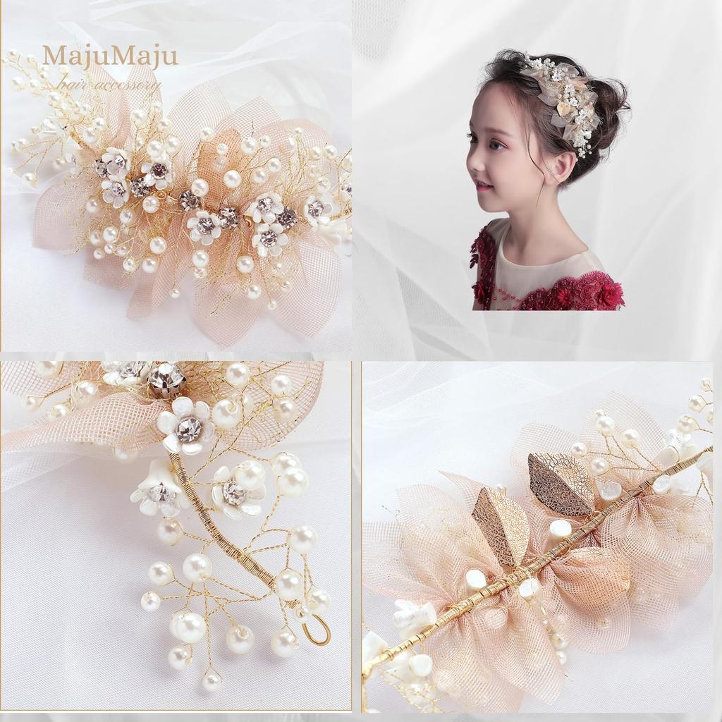 Hair Accessories Piano Recital Head Dress Girls Children Handmade Arrangement Hair Ornament [MajuMaju] (A) (PHC40-B)