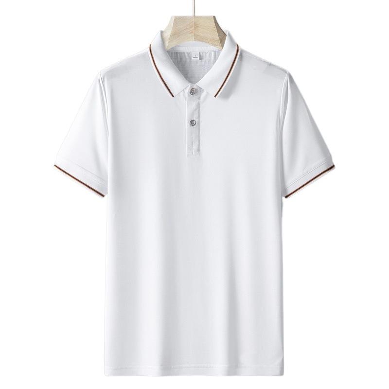 Ice Silk Polo Shirt Men'S Short-Sleeved T-Shirt Summer New Trend Solid Color Ice Cool Breathable Lapel Half-Sleeved Men
