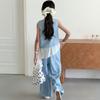 Girls' Set 2026 Summer New Children's Casual Sleeveless Patchwork Top Korean Wide Leg Pants Two-Piece Set Summer