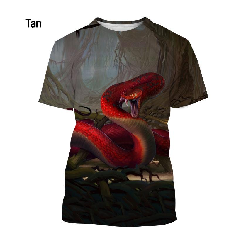 Fashion Men and Women 3d Printing T-shirt Snake T-shirt Summer Casual Short-sleeved Animal T-shirt