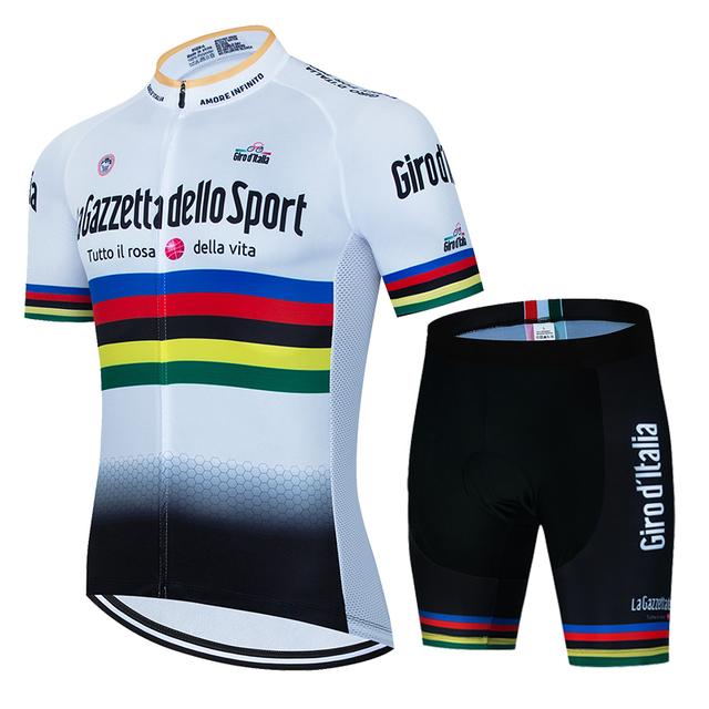 Tour Of Italy Men's Cycling Jersey Sets Rower Krótki Rękaw Odzież Rowerowa Bike Maillot Oddychająca Koszulka Rowerowa Spodenki z Szelkami