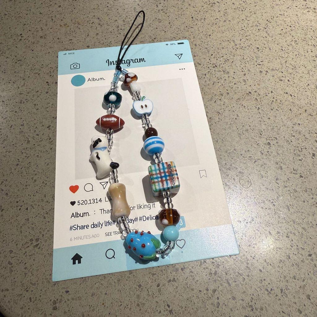 Ceramic Dog Beaded Phone Lanyard With Pvc Cord For Men And Women