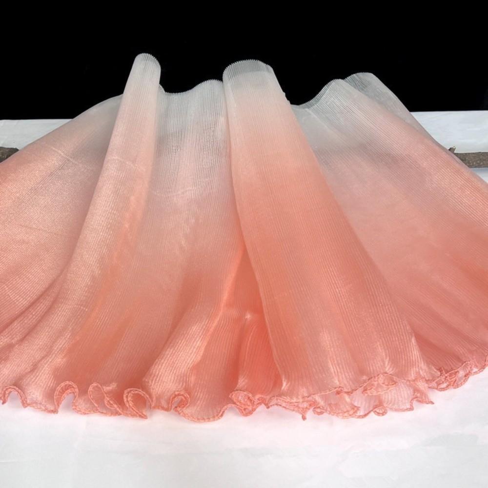 30cm Width Pleated Lace Organza Fabric Water-Shimmer Effect Pleated Mesh Wedding Dress Material Transparent Fabric