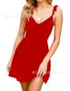European and American women's dress V-neck tied backless slim fit solid color suspender dress women