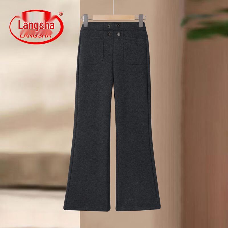 LangSha 2026 New Style Mid-Aged Women s Wool Blend Casual Flare Pants L