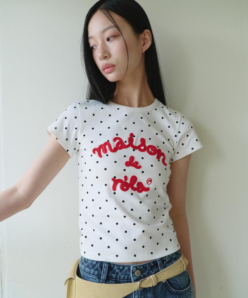 ROLAROLA Maison De Rola Embroidery Dot T-Shirt White