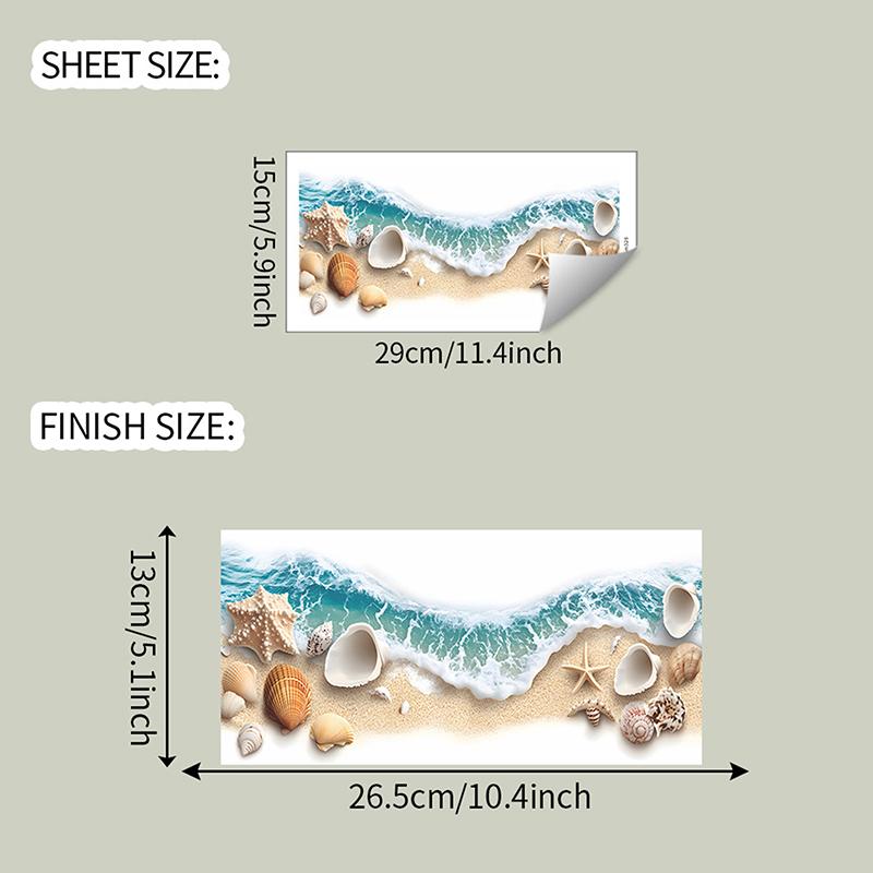 Sea Beach Exquisite Shell Toilet Sticker Bathroom Toilet Seat Waterproof Sticker Self-Adhesive Decorative Wall Sticker