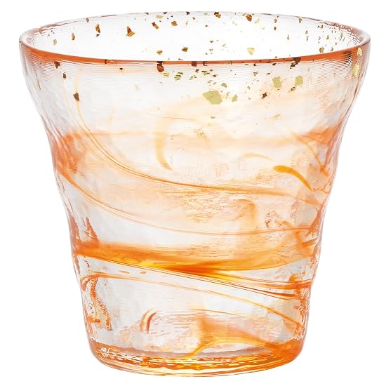ADERIA Tsugaru Vidro Hyoka Gold-Leaf Rock Glass, Yu (Sunset), 300ml, Made In Japan, In Dedicated Woo