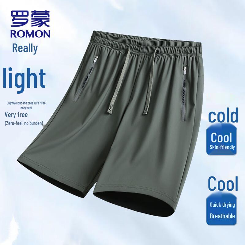 Romon Men s Ice Silk Casual Quick-Dry Shorts L