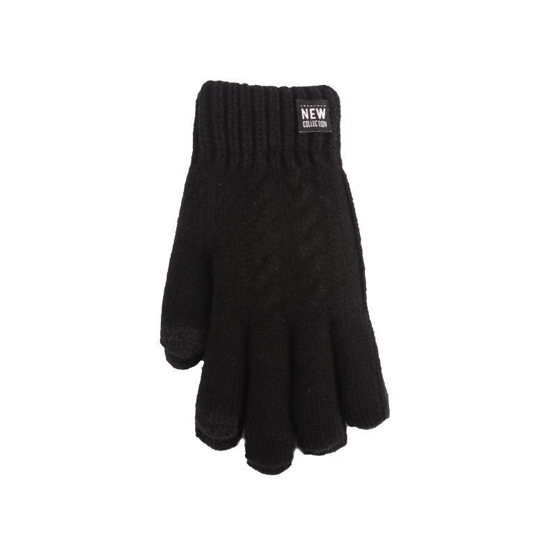 

Зимние бархатные двухслойные перчатки для езды на велосипеде с сенсорным экраном - теплые, толстые, морозостойкие, жаккардовая вязка Men s, One Size чёрный