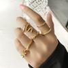Sada prstenů s českým zlatým řetízkem pro ženy Fashion Boho Coin Snake Moon Rings Dárkové šperky Party Trend
