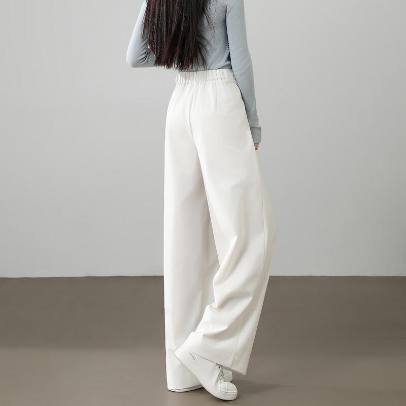 Pleated Waist Straight-Leg Casual Pants