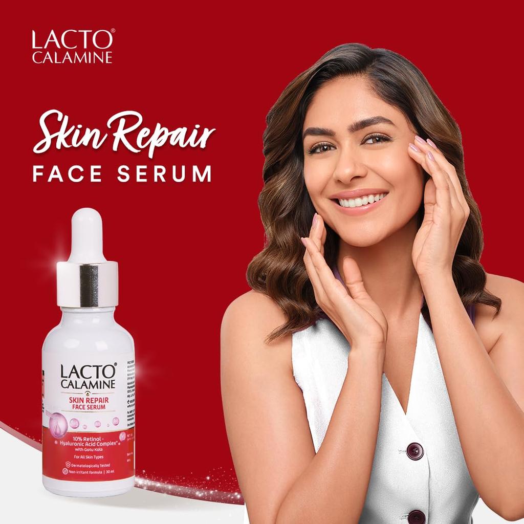 Lacto Calamine Skin Repair Retinol Face Serum | 30ml | 10% Retinol + Hyaluronic Acid Serum for Face | Gotu Kola | Oily Skin | Dermatologically Test