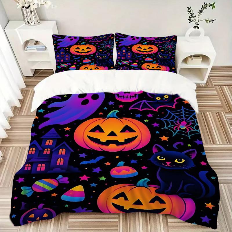 3pcs Halloween decorations Duvet Cover Set - Machine Washable, Includes 1 Cover and 2 Pillowcases, No Core Included yy251013105