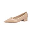 230 new pointed flat-soled single shoes patent leather light mouth thick heel rivets temperament low heel signature women's single shoes women