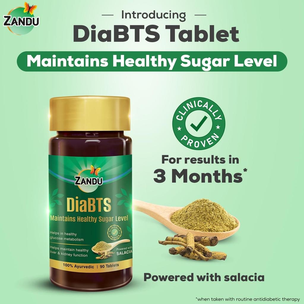 Zandu DiaBTS Ayurvedic Tablets 90 Pack for Healthy Glucose Management and Sugar Support