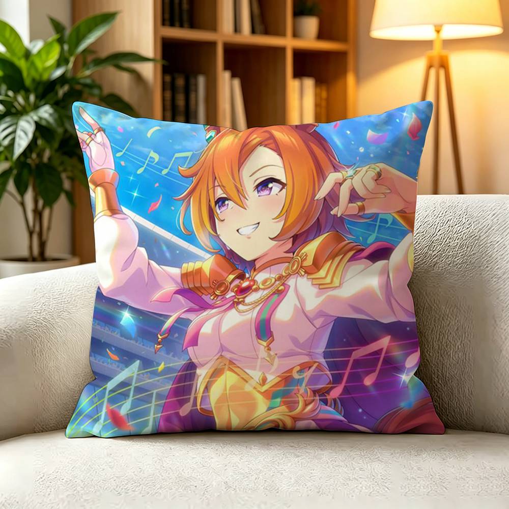 UUmamusume Pretty Derby Uma Musume Game Square DoubleSided printed Pillow Case Bedroom Bedside Pillow Sofa Cushion Cover