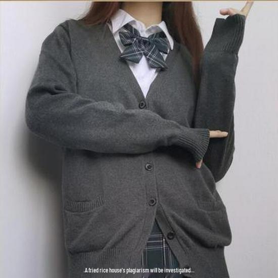 Preppy Style V-Neck Cardigan Sweater - Long Sleeve Sailor Knitwear for Students, Autumn/Winter Japanese JK Uniform
